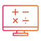 Computer screen with math symbols on it